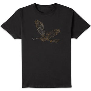 Harry Potter Hedwig Broom Gold Men's T-Shirt - Black