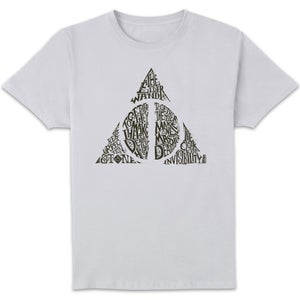 Harry Potter Deathly Hallows Text Men's T-Shirt - White