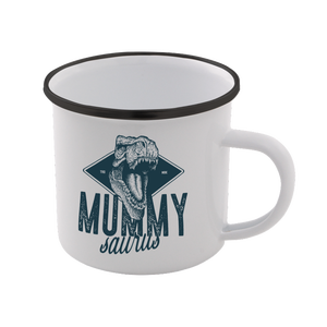 Mummy Saurus Enamel Mug – White