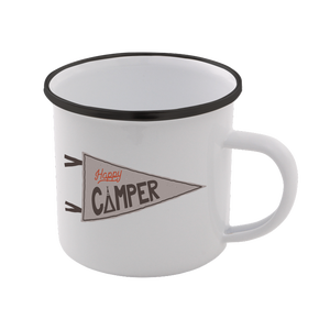 Happy Camper Enamel Mug – White