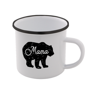 Mama Bear Enamel Mug – White