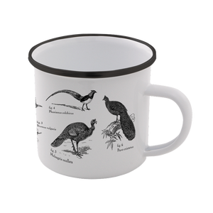 Birds Enamel Mug – White