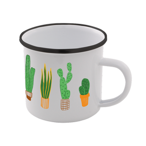 Cactus Enamel Mug – White