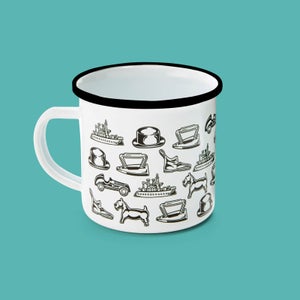 Monopoly Pieces Enamel Mug White
