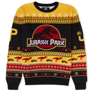 Zavvi Exclusive Jurassic Park Christmas Knitted Jumper Yellow
