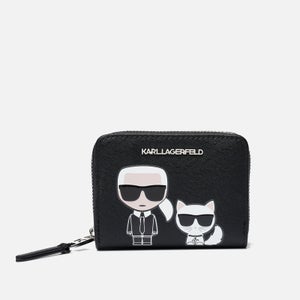 Karl Lagerfeld女士K / Ikonik Sm折叠拉链钱包-黑色
