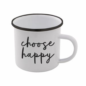 The Motivated Type Choose Happy Enamel Mug