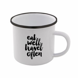 The Motivated Type Eat Well Travel Often Enamel Mug