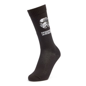 Men's Storm Trooper Face Sports Socks - Black