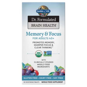 Garden of Life Brain Health Organic Memory - Adults 40+ - 60 Tablets