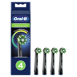 Oral-B CrossAction Black Toothbrush Heads with CleanMaximiser Technology, Pack of 4 Counts
