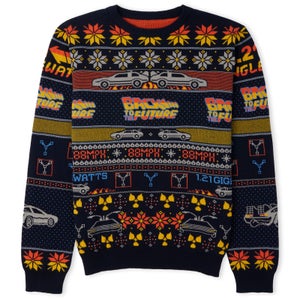 Back to the Future Christmas Knitted Sweater - Navy