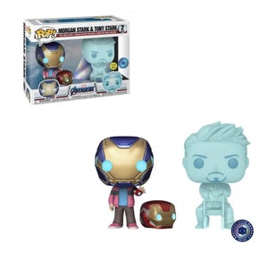 Figurines Pop! 2-Pack Exclusive Marvel PIAB – Morgan et Hologramme Tony Stark Avec Casque