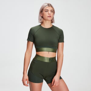 MP Women's Adapt Textured Crop Top- Dark Green