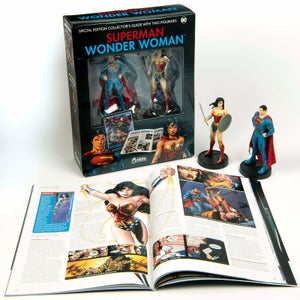 Eaglemoss DC Comics Superman and Wonder Woman Illustrated Guide - Includes 2 Figures