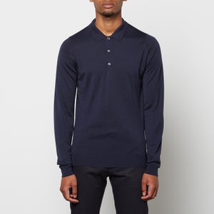 John Smedley Men's Belper Long Sleeve Polo Shirt - Midnight