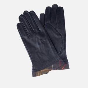 Barbour Women's Tartan Trimmed Leather Gloves - Black/Classic
