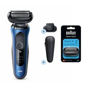 Braun Series 6 Electric Shaver with Precision Trimmer and Shaver Head Replacement Bundle