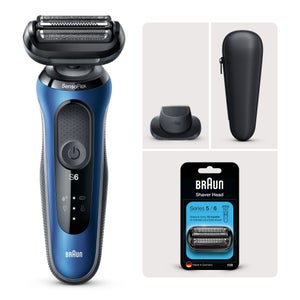 Braun Series 6 Electric Shaver with Precision Trimmer and Shaver Head Replacement Bundle