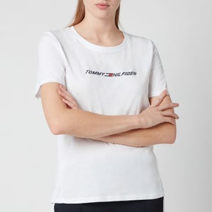 Tommy Sport Women's Regular Crew Neck Graphic T-Shirt - Th Optic White