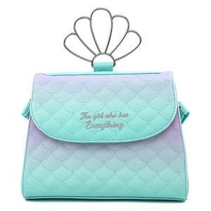 Loungefly Disney Little Mermaid Ombre Scales Shell Handle Crossbody Bag