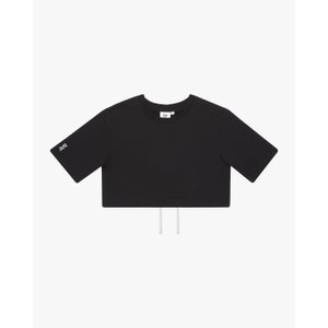 Cotton Crop Drawstring T-Shirt - Black