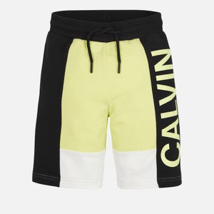 Calvin Klein Jeans Boy's Colour Block Logo Jogger Shorts - Yellow Lime