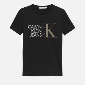 Calvin Klein Jeans Girls' Hybrid Logo Fitted T-Shirt - Black