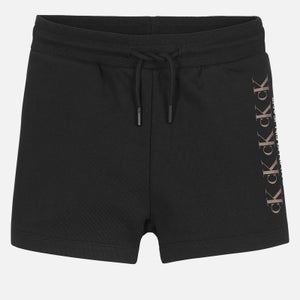 Calvin Klein Jeans Girls' Ck Repeat Foil Knit Shorts - Black