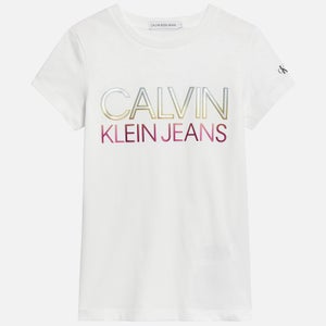 Calvin Klein Jeans Girl's Gradient Logo T-Shirt - Bright White