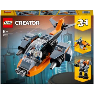 LEGO 31111 Creator 3en1 Ciberdron, Cibermech o Moto, Juguete de Construcción con Mini figura de Robot para Niños +6 Años