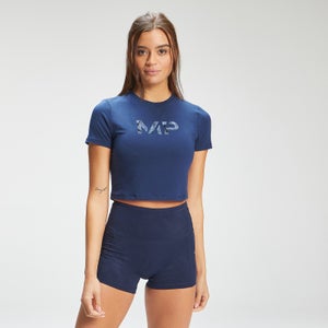 MP Women's Adapt Camo Logo Crop T-Shirt - Petrol Blue