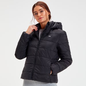 MP ženska lagana puffer jakna s kapuljačom za vani koja se može spakovati - crna