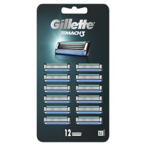 Gillette Mach 3 Razor Blades Refill, 12 Pack