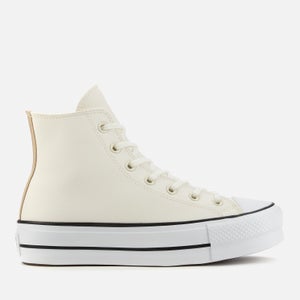 Converse Women's Chuck Taylor All Star Anodized Metals Leather Lift Hi-Top Trainers - Egret