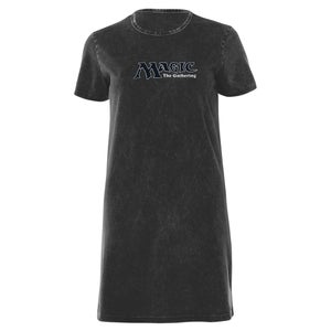Magic The Gathering Retro Logo Women's T-Shirt Dress - Zwart Acid Wash