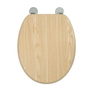 Croydex Geneva Moulded Wood Tongue & Groove Toilet Seat - Oak Effect