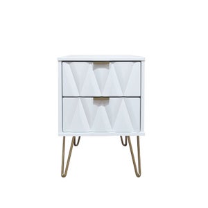 Ice 2 Drawer Bedside Table - White