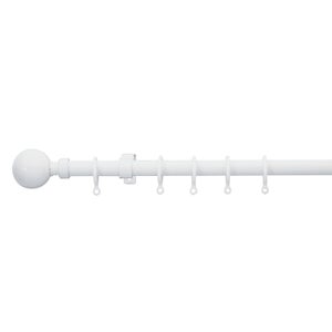 19mm Gloss White Eyelet Curtain Pole System Twin Leaf Finials 1.2m 1.5m 2.4m 3m 