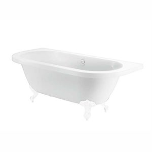 Belmont White Back to Wall Roll Top Bath with White Feet