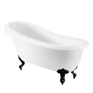 Kingham White Slipper Roll Top Bath with Black Feet