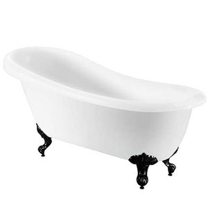 Kingham White Slipper Roll Top Bath with Black Feet