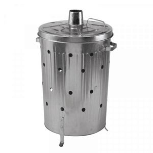 Garden Galvanised Steel Incinerator / Fire Bin with Lid - 85L