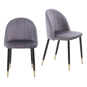 Illona Velvet Dining Chairs - Set of 2 - Grey
