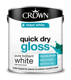 Crown Pure Brilliant White - Quick Drying Gloss Paint - 2.5L