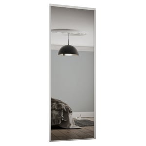Mirror Sliding Wardrobe Door with White Frame (W)762mm