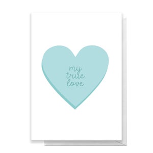 My True Love Blue Heart Greetings Card