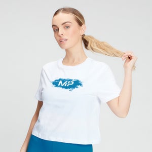 MP 여성용 초크 그래픽 크롭 티셔츠 - 화이트