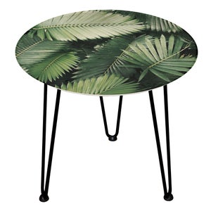 Decorsome Tropical Leaves Wooden Side Table