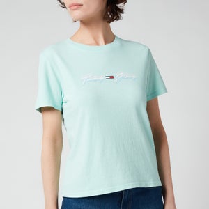 Tommy Jeans Women's TJW Linear Logo T-Shirt - Aqua Coast